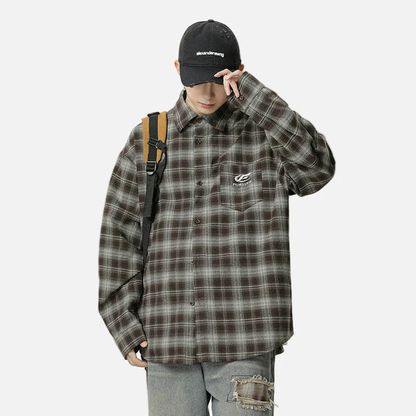 Varsity Checker Embroidered Button Shirt