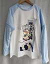 Detachable Sleeve Kawaii Feline Print T-Shirt