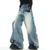 Men Layered Mosaic Bell Leg Denim