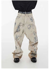 Hand-Painted Graphic Faded Denim