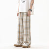 Plaid Cord Straight Trousers