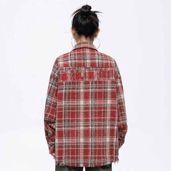Easy Plaid Slouch Woven Top alternatif görünüm