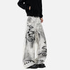 Western Style Faded Music Printting Denim