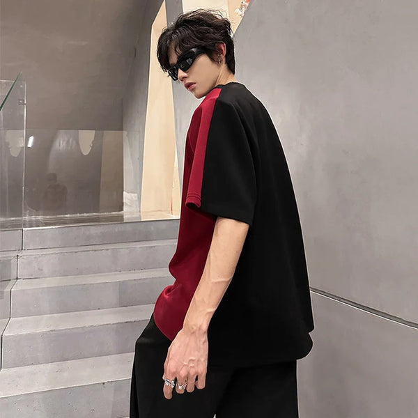 Versatile Chic Color Contrast Short Sleeve T-Shirt alternatif görünüm