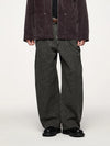 Model wearing the dark gray Vintage Washed Cargo Wide-Leg Pants