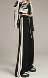 Kadın Wide Leg Çizgili Jogger, arka görünüm — Navra Wear