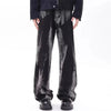 2000s Sleek Dark Black Batik Wide Denim