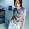 Torn-Vibe Aesthetics Mesh Cyber Turn-Of-Era T-Shirt