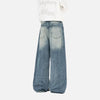Elevated Cracked Rinse Easy Cut Bell Leg Denim