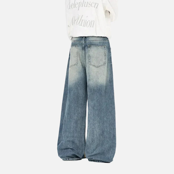 Elevated Cracked Rinse Easy Cut Bell Leg Denim alternatif görünüm