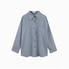 Cobalt Plaid Polo Collar Retro Top