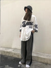 Vintage Oversize Hip-Hop Baskılı Gömlek, kombin görünüm — Navra Wear