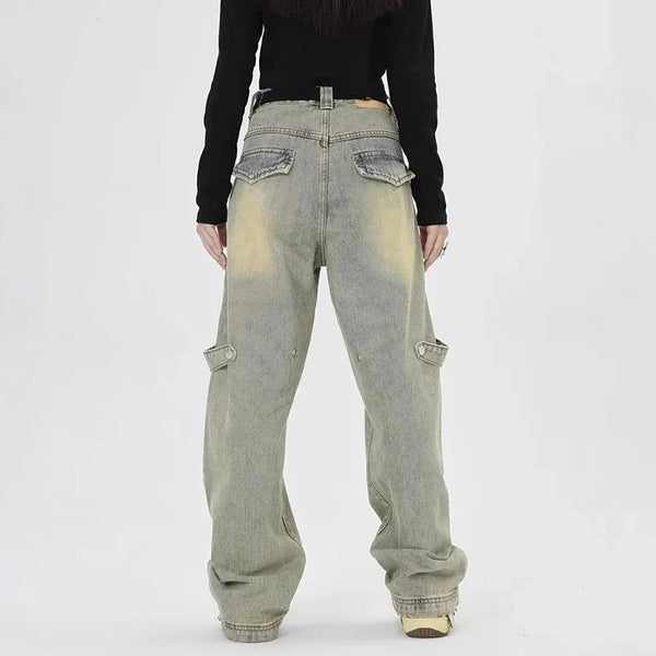 Snuggle-Ready Mosaic Denim Bell Leg Denim alternatif görünüm