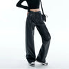 High-Rise Black Leather Trousers