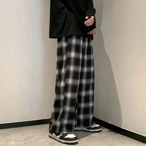 Retro Plaid Loose Trousers alternatif görünüm