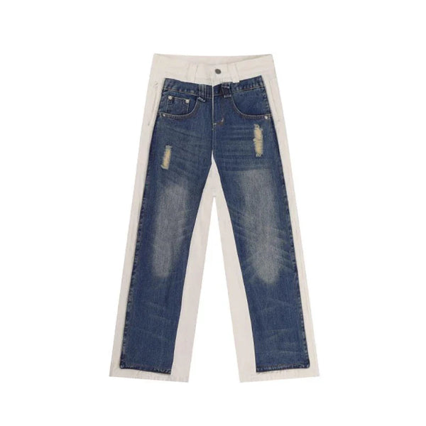 Heritage Mosaic Destroyed Low Waist Denim