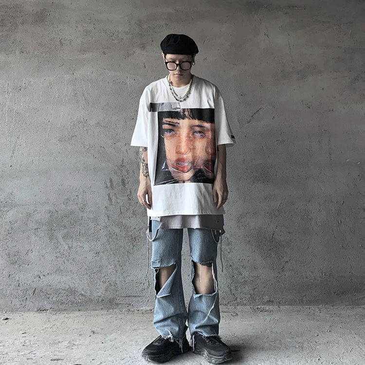 Vibrant Illustrated Drop-Shoulder for Daily T-Shirt