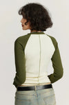 Women's Sleeve Long Contrast Color T-Shirt