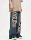 Yırtık Detaylı Baggy Jean Pantolon, yakın çekim — Navra Wear