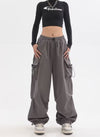 Relaxed Elastic Waist Utility Trousers