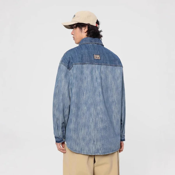 Splice Denim Premium Casual Long Shirt alternatif görünüm