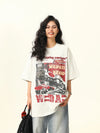 Versatile Old School Illustrated Crew Neck T-Shirt
