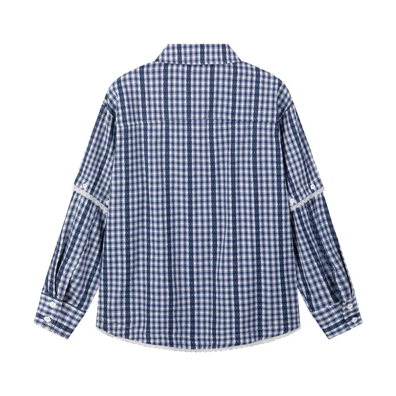 Şık Ekose Uzun Kollu Gömlek, model üzerinde — Navra Wear