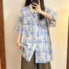 Retro Print Oversize Short Sleeve Blouse