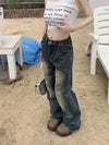 Street Denim Blue Relaxed Hole High-Rise Denim
