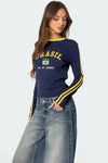 Brazilian Throwback Letter Print Midriff T-Shirt