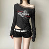 Noir Counter-Culture Mesh Spliced Long T-Shirt