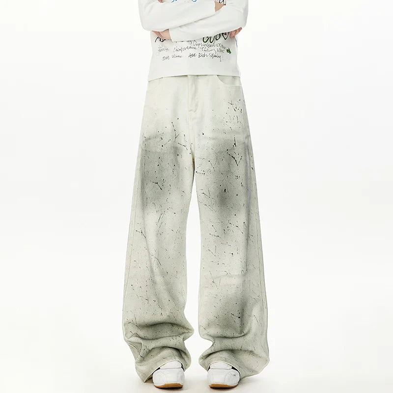White Relaxed Fit Tie Dyed Classic Denim