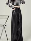 High-Rise Drape Leather Trousers