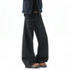 Versatile Plain Tone Beading Bell Leg Denim
