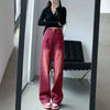 Wine Red Classic European Style Denim