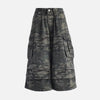 Airy 90s Style Woodland Utility Denim Shorts