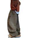 Oversized Check Flow Wide-Leg