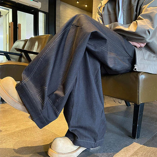 Handsome Plain Tone Splicing Relaxed Denim alternatif görünüm