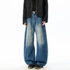 Durable Contrast Color Curved Knife Bell-Leg Denim