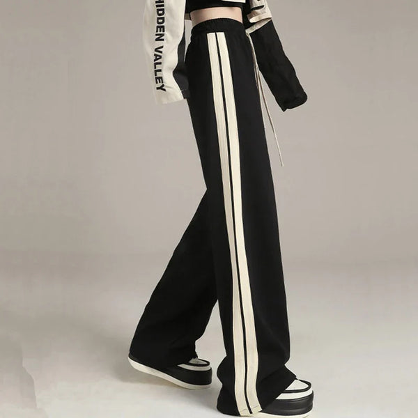 Kadın Wide Leg Çizgili Jogger alternatif görünüm