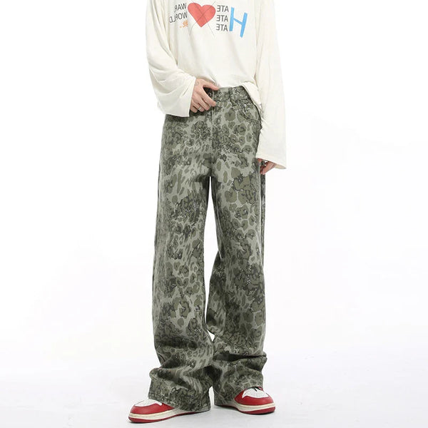 Easy Urban Beat Western Style Wild Print Denim