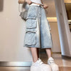 Metro Rinse Utility Denim Shorts
