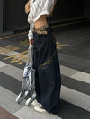 Chic Wild Print Spliced Urban Beat Utility Denim