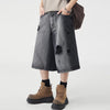 Heavy-Duty Heritage Relaxed Casual Torn Denim Shorts