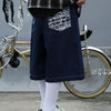 Stitchwork Pockets Oversized Denim Shorts