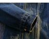 Embroidered Fold-Down Collar Relaxed Denim Jacket