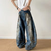 Flexible Patched Strap Relaxed Bell Leg Denim