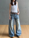 Vintage Yıkanmış Western Baskılı Jean Pantolon, yakın çekim — Navra Wear