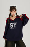 Vintage Harf Baskılı Sweatshirt, kombin görünüm — Navra Wear