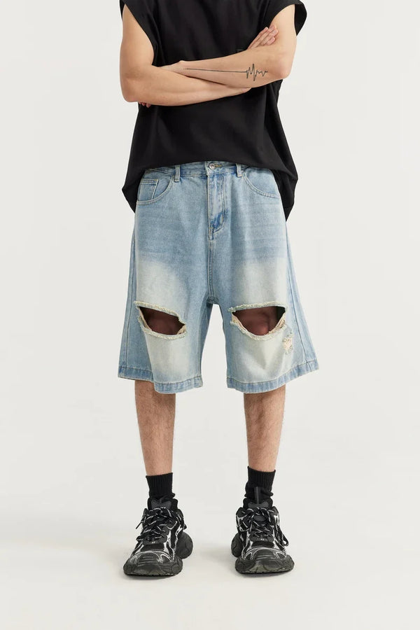 Heritage Torn Holes Denim Shorts alternatif görünüm